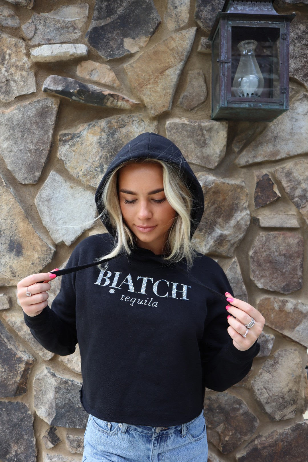 BIATCH® Black Crop Hoodie