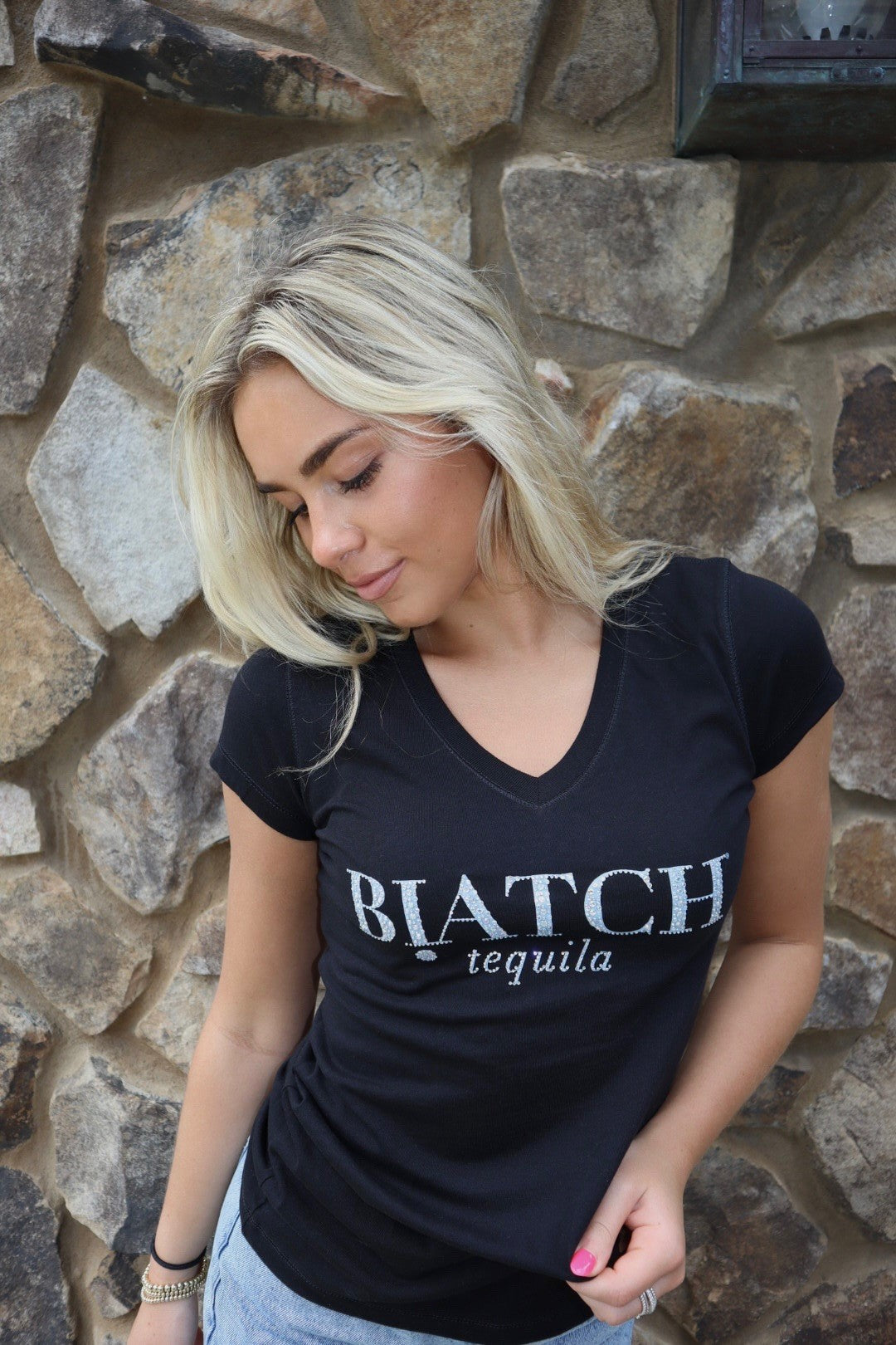 BIATCH® Black V-Neck Tee